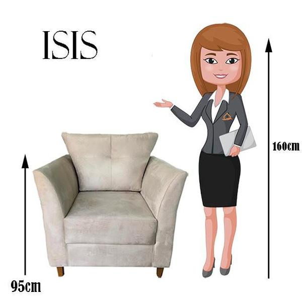 Imagem de Poltrona Cadeira Sofá Decorativa Isis Sala Estar Salão Beleza Suede Bege - Dl Decor