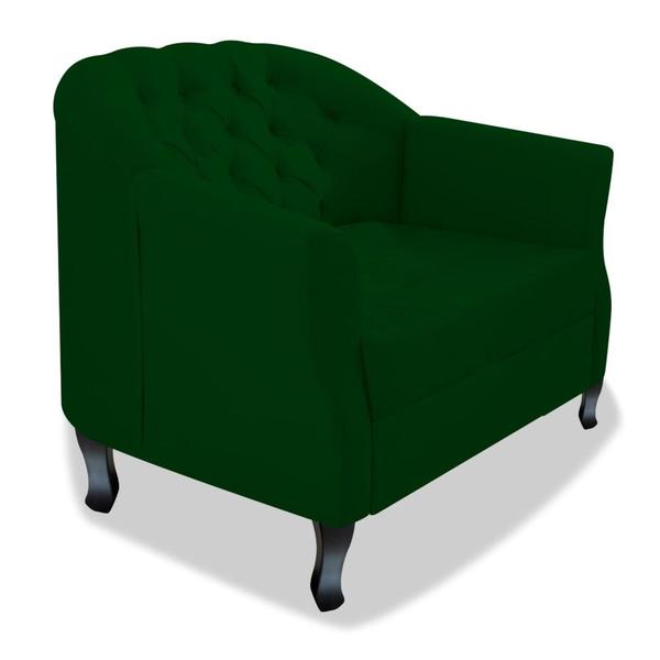 Imagem de Poltrona Cadeira Sofá Julia com Botonê para Sala de Estar Recepção Escritório Quarto Suede Verde - AM Decor