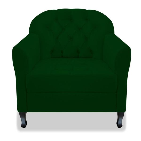 Imagem de Poltrona Cadeira Sofá Julia com Botonê para Sala de Estar Recepção Escritório Quarto Suede Verde - AM Decor