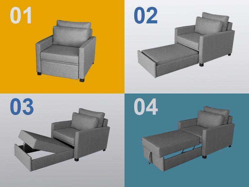 Imagem de Poltrona Cama Meca_MAsb que se Transforma em Sofá Cama Solteiro com 94 cm Resistente e Confortável em Sued Amarelo