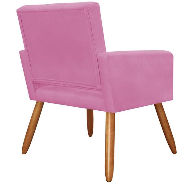 Imagem de Poltrona Camila Pés Palito Suede Rosa - Vallisa Decor