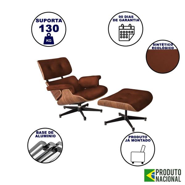 Imagem de Poltrona Charles Eames Couro E. com Puff Marrom