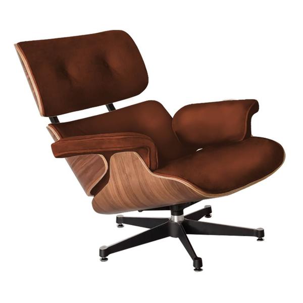 Imagem de Poltrona Charles Eames Premium com Puff Couro Marrom