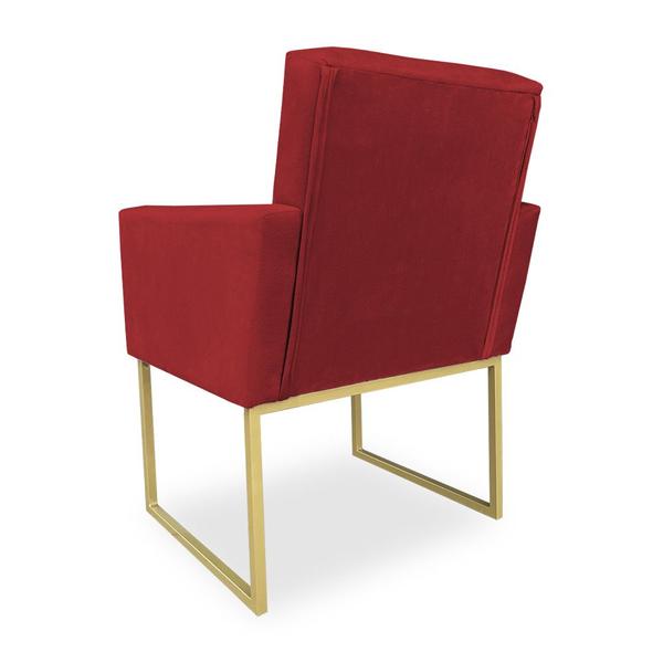 Imagem de Poltrona Clarice Veludo Vermelho Base Metálica Industrial Dourado - Pallazio