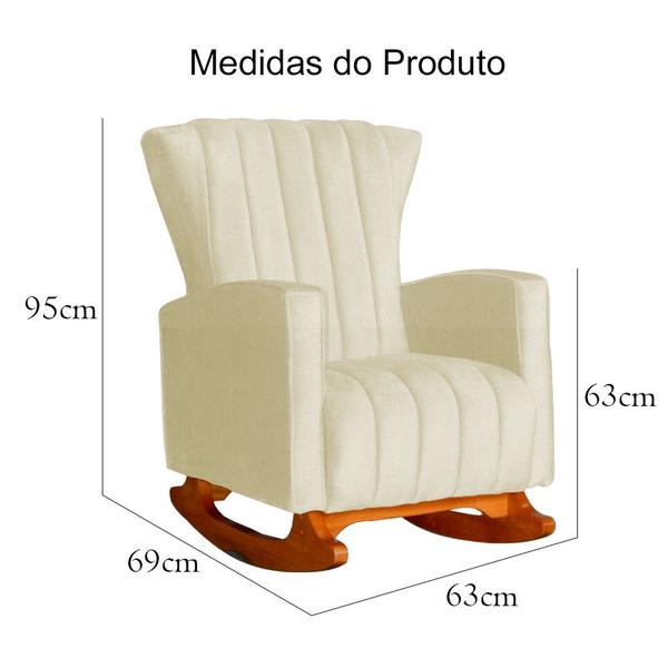 Imagem de Poltrona Com Balanço E Puff Melinda Suede Marfim Mz Decor