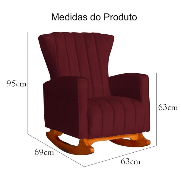 Imagem de Poltrona Com Balanço E Puff Melinda Suede Marsala Mz Decor