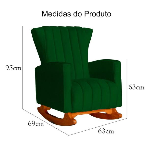 Imagem de Poltrona Com Balanço E Puff Melinda Suede Verde Mz Decor