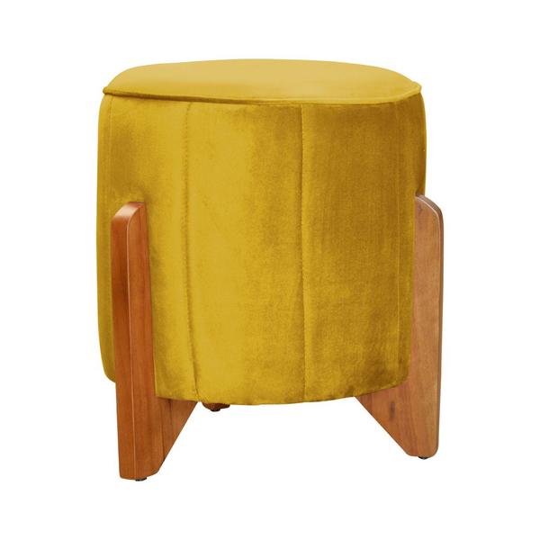 Imagem de Poltrona Com Balanço E Puff Melinda Veludo Amarelo Mz Decor