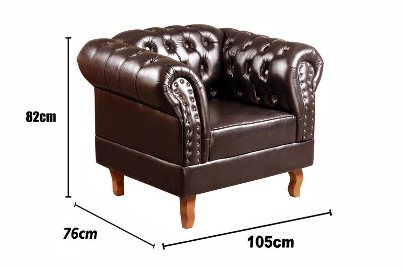 Imagem de Poltrona com Puff Decorativo Chesterfield Capitonê Dom Pedro