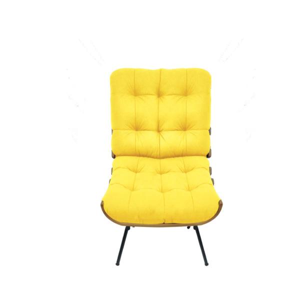 Imagem de Poltrona Costela Decorativa Sala De Estar Luxo Suede Amarelo