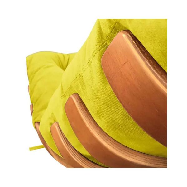 Imagem de Poltrona Costela e Puff Suede Amarelo - Vallisa Decor