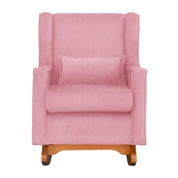 Imagem de Poltrona de Amamentação Balanço Aurora Suede Rosa - Belliv Decor