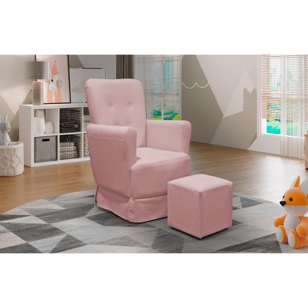 Poltrona de Amamentação Balanço Lis com Puff Linho Rose - LG Decor Baby Imagem de Poltrona de Amamentação Balanço Lis com Puff Linho Rose - LG Decor Baby