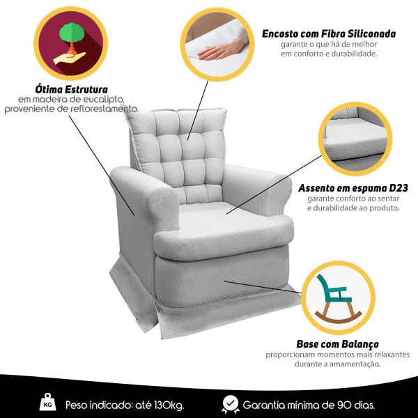 Poltrona de Amamentação com Balanço + Almofada Linho Luxo Cinza SOFA STORE Imagem de Poltrona de Amamentação com Balanço + Almofada Linho Luxo Cinza SOFA STORE