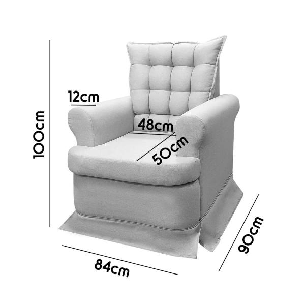 Poltrona de Amamentação com Balanço + Almofada Linho Luxo Cinza SOFA STORE Imagem de Poltrona de Amamentação com Balanço + Almofada Linho Luxo Cinza SOFA STORE