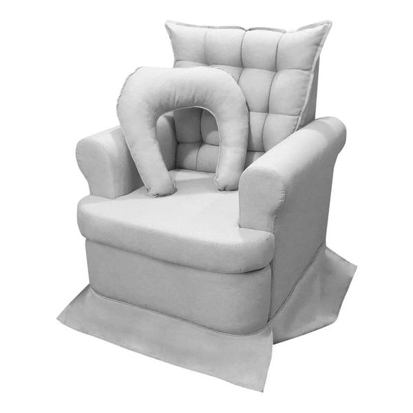 Poltrona de Amamentação com Balanço + Almofada Linho Luxo Cinza SOFA STORE Imagem de Poltrona de Amamentação com Balanço + Almofada Linho Luxo Cinza SOFA STORE