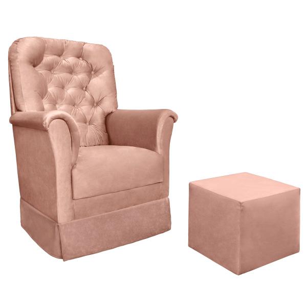 Poltrona De Amamentação Com Balanço e Puff Reto Agatha Cor Veludo Rose Phoenix Baby Imagem de Poltrona De Amamentação Com Balanço e Puff Reto Agatha Cor Veludo Rose Phoenix Baby