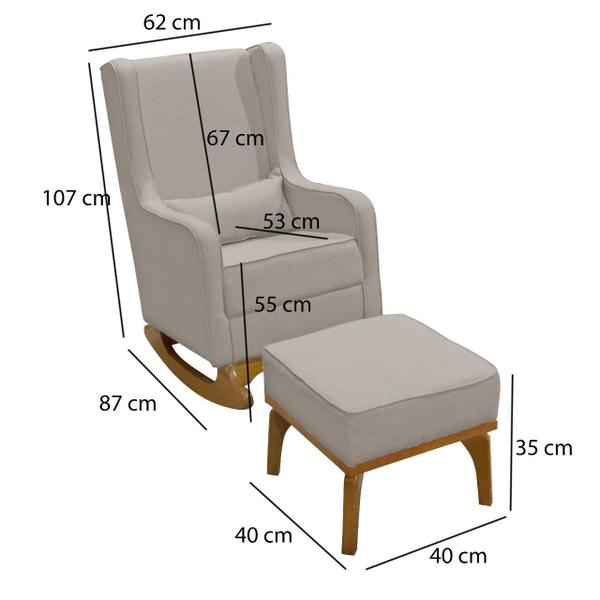 Imagem de Poltrona de Amamentação e Balanço Retro Áquila C/ Puff Bege - Anjo de Casa