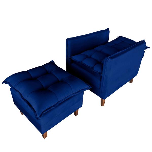 Poltrona De Amamentação Sofá Cama Com Puff Azul Marinho - Bz - BZ Distribuidora Imagem de Poltrona De Amamentação Sofá Cama Com Puff Azul Marinho - Bz