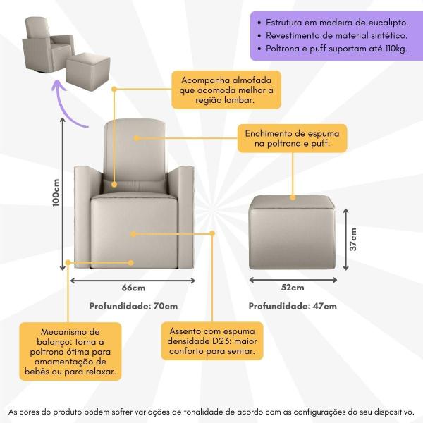 Imagem de Poltrona de Balanço 66cm com Puff Multimóveis CR45268