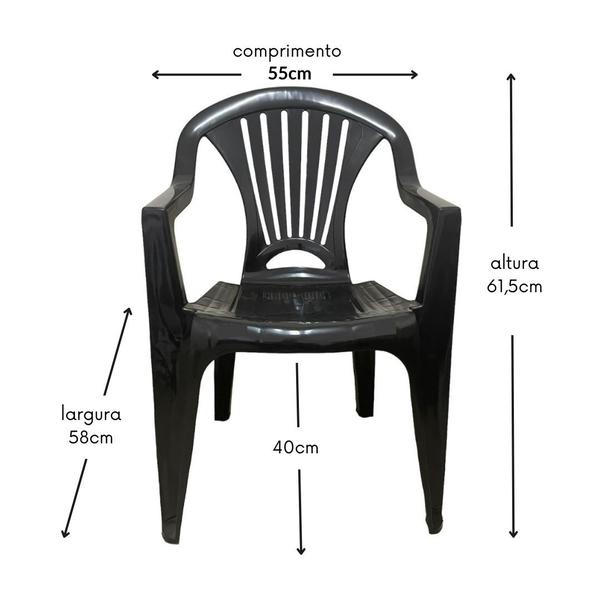 Imagem de Poltrona De Plástico Resistente Área De Lazer 154kg Preta