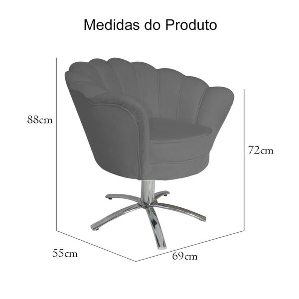 Imagem de Poltrona Decora PÉTALA Pés Metal Giratório Cinza - DS ESTOFADOS