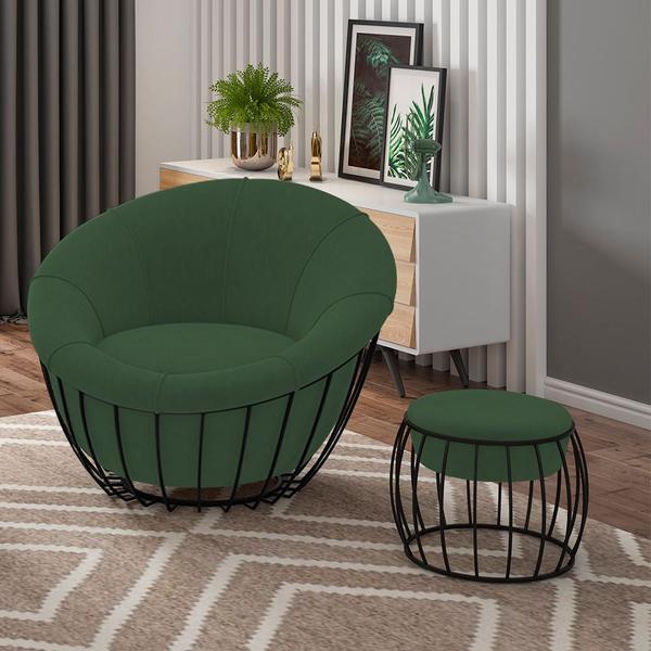 Imagem de Poltrona Decorativa 90cm Beckham Veludo Verde - Sallar Home