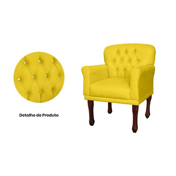 Imagem de Poltrona Decorativa Anita Pés Luis XV Suede Amarelo - DS Estofados