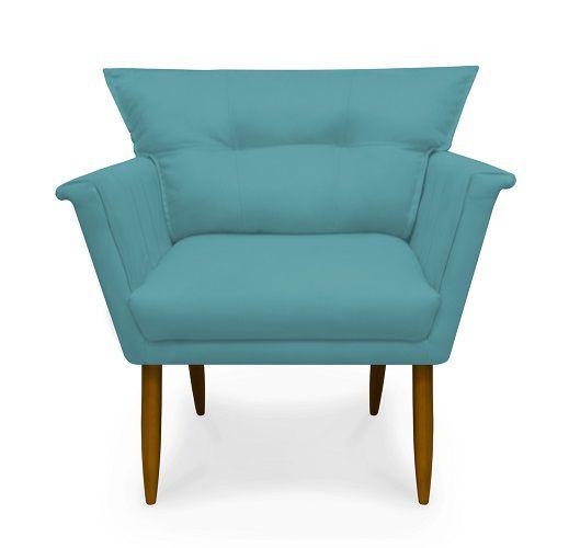 Imagem de Poltrona Decorativa Anita Suede Azul Turquesa - Meu Lar Decorações