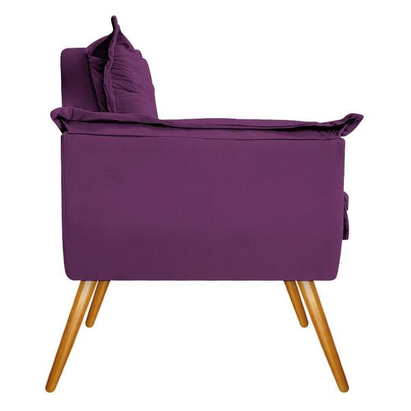 Imagem de Poltrona Decorativa Apolo Pés Palito Mel Sala de Estar Quarto Suede Roxo