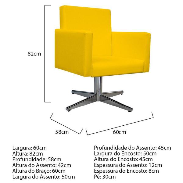 Imagem de Poltrona Decorativa Arenzza Base Giratória de Metal Sala de Estar Quarto Corano Amarelo - DAMAFFÊ MÓVEIS