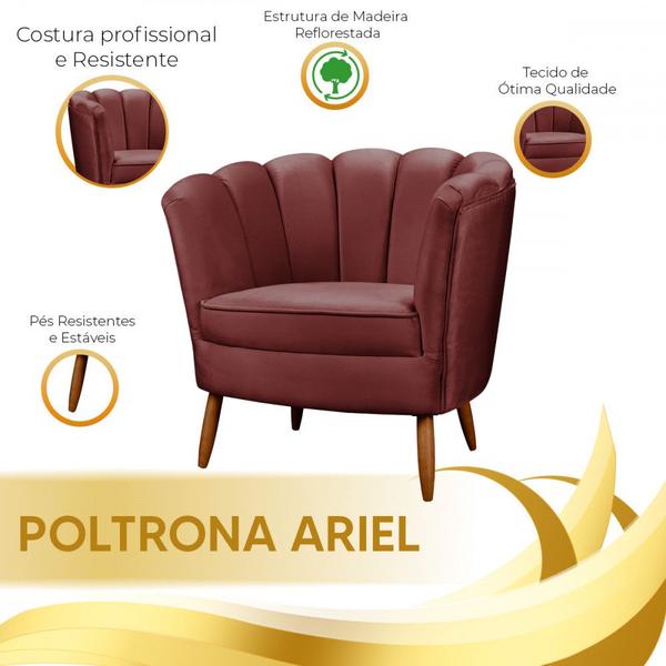 Imagem de Poltrona Decorativa Ariel com Pés de Madeira Veludo Speciale Home