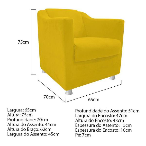 Imagem de Poltrona Decorativa Babel Sala de Estar Recepção Quarto Corano Amarelo - DAMAFFÊ MÓVEIS