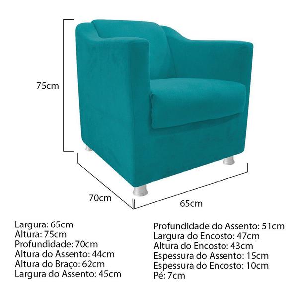 Imagem de Poltrona Decorativa Babel Suede Azul Turquesa - DAMAFFÊ MÓVEIS