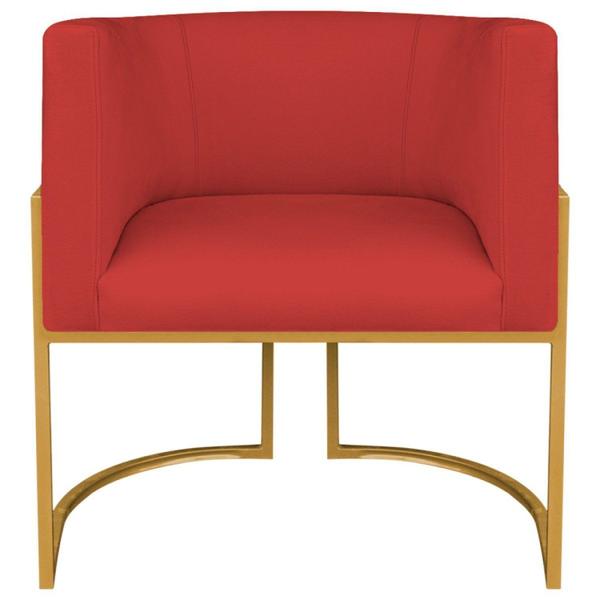 Imagem de Poltrona Decorativa Base de Ferro Sintético Munique Vermelho/Dourado