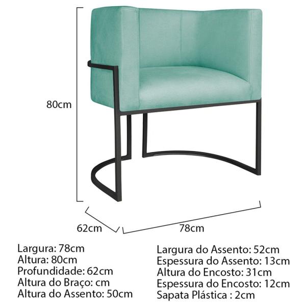 Imagem de Poltrona Decorativa Base de Ferro Suede Munique Azul Tiffany/Preto