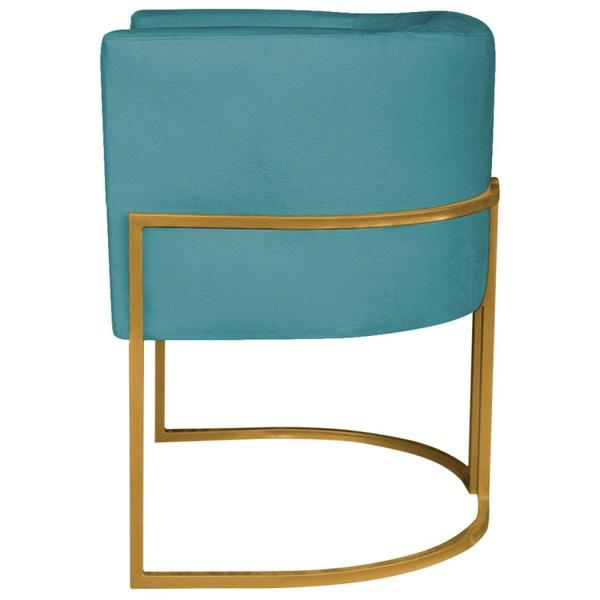 Imagem de Poltrona Decorativa Base de Ferro Suede Munique Azul Turquesa/Dourado