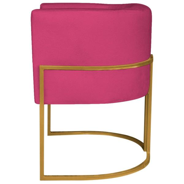 Imagem de Poltrona Decorativa Base de Ferro Suede Munique Pink/Dourado