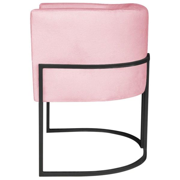 Imagem de Poltrona Decorativa Base de Ferro Suede Munique Rosa Bebê/Preto