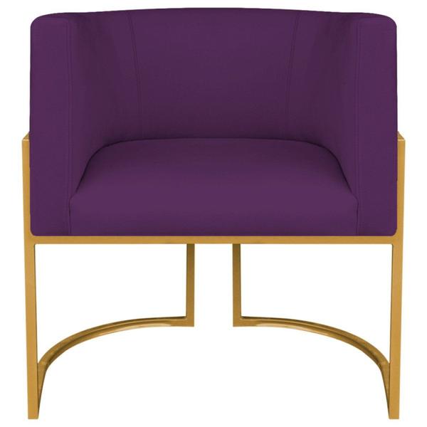 Imagem de Poltrona Decorativa Base de Ferro Suede Munique Roxo/Dourado