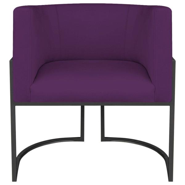 Imagem de Poltrona Decorativa Base de Ferro Suede Munique Roxo/Preto