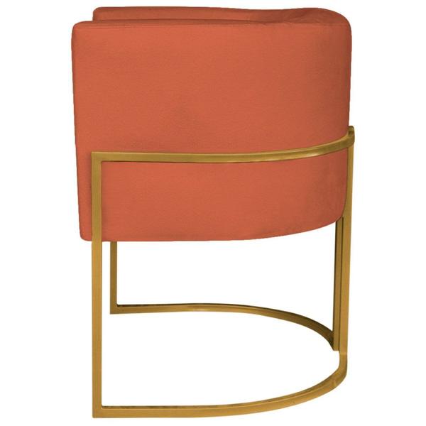 Imagem de Poltrona Decorativa Base de Ferro Suede Munique Terracota/Dourado