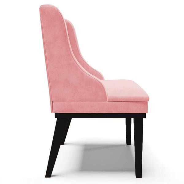 Imagem de Poltrona Decorativa Base Fixa de Madeira Firenze Suede Rosa Bebê/Preto G19 - Gran Belo