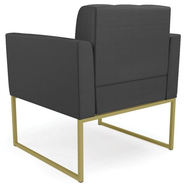 Imagem de Poltrona Decorativa Base Industrial Dourado Ana Sintético Preto - Ibiza