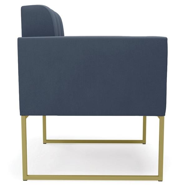 Imagem de Poltrona Decorativa Base Industrial Dourado Ana Suede Azul Marinho - Ibiza