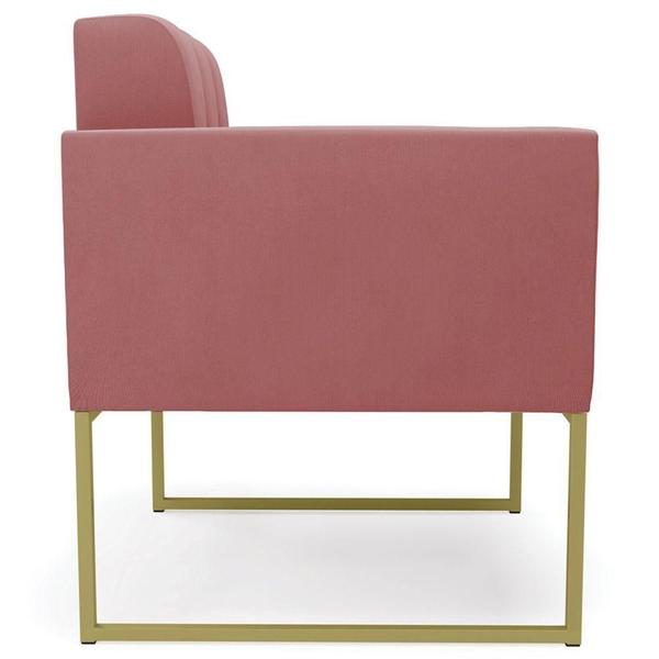 Imagem de Poltrona Decorativa Base Industrial Dourado Ana Suede Rosê