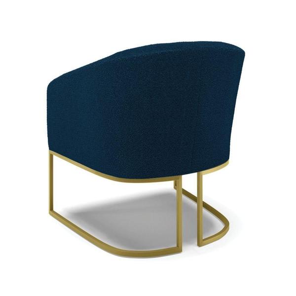 Imagem de Poltrona Decorativa Base Industrial Dourado Stella Bouclê Azul D03 - D'rossi