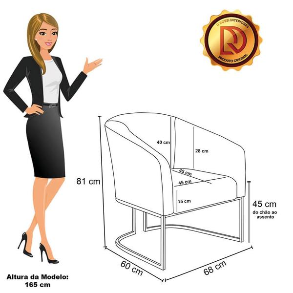 Imagem de Poltrona Decorativa Base Industrial Dourado Stella Bouclê Bege D03 - D'Rossi