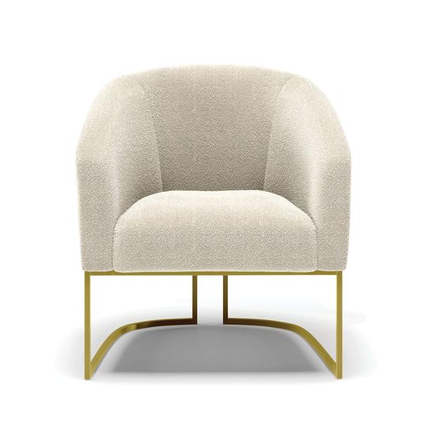 Imagem de Poltrona Decorativa Base Industrial Dourado Stella Bouclê D03 - D'Rossi