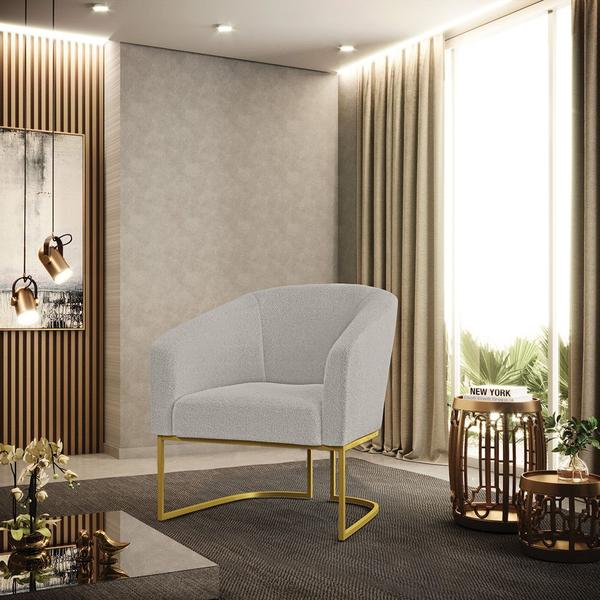 Imagem de Poltrona Decorativa Base Industrial Dourado Stella Bouclê D03 - D'Rossi